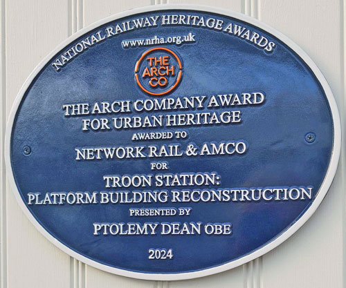 The plaque at Troon Station