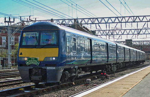 The refurbished four-car electric multiple-unit at Scotrail's Shields Depot