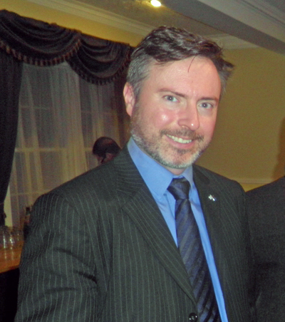 Alyn Smith, MEP at the Edinburgh meeting having concluded his talk.