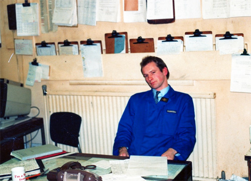 Chris Gibb, at work in his office.