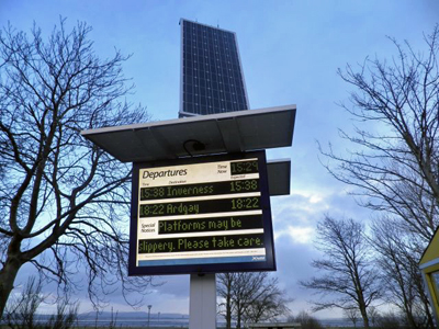 A solar powered information display provided by Nexus Alpha Limited.
