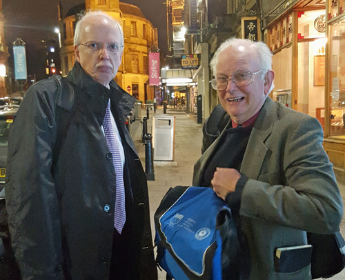 David Bruce (right) with Scottish Region Chariman Ken Thompson (left) in stirling city centre.