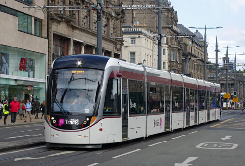 An Edinburth Tram in Princes Street.