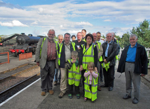 Members and guests at Bo'ness Station.