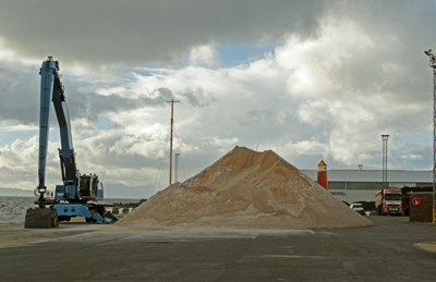 A large pile of salt recently delivered to Ayr