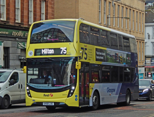 One of First Glasgow's latest Euro 6 standard buses in Glasgow.