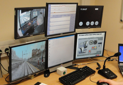 The console of the simulator used by the trainer
