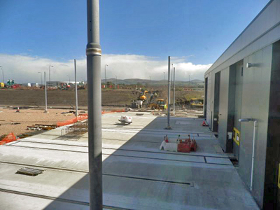 The entrance to the main depot building, still under construction.